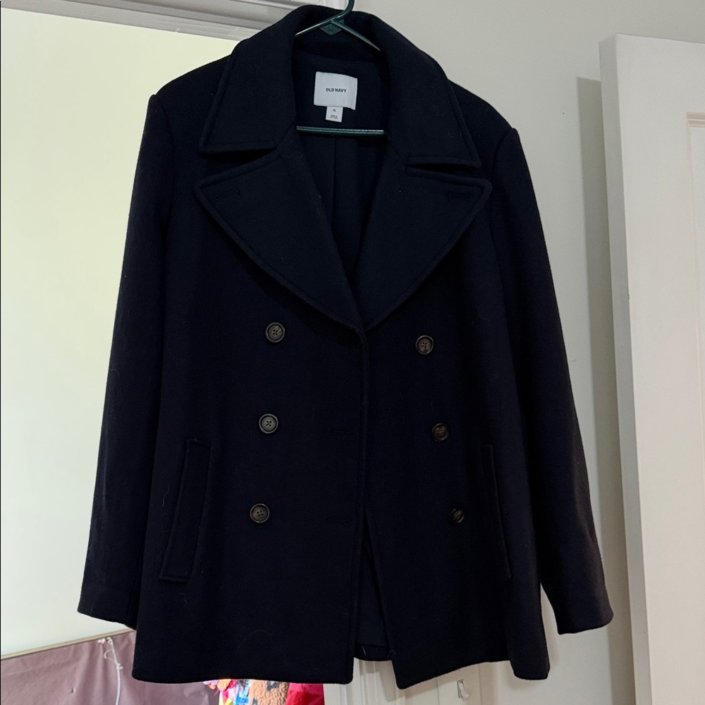 Old Navy Navy Double-Breasted Peacoat - Women